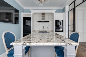 Classic kitchen with granite countertop installation.