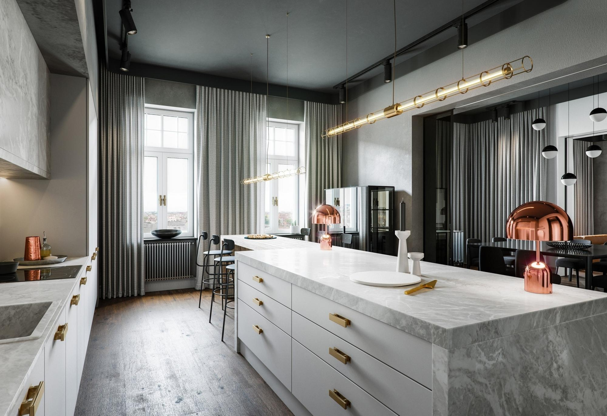 Fancy kitchen with modern features, representing the choice between quartz and granite.