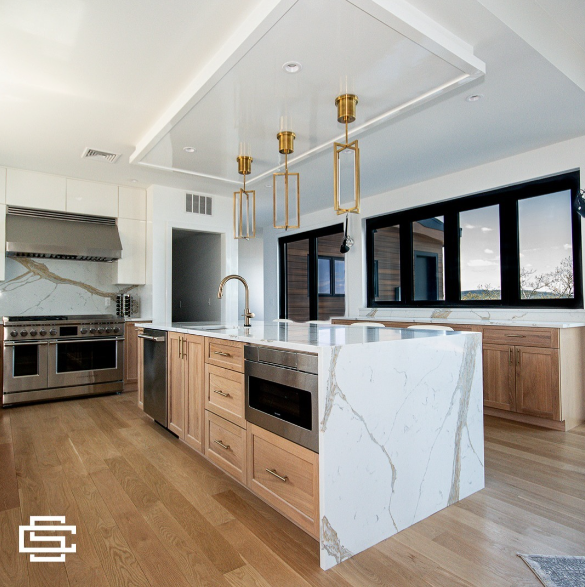 Kitchen countertop installed by Classic Stoneworks, representing the importance of marble countertop maintenance.